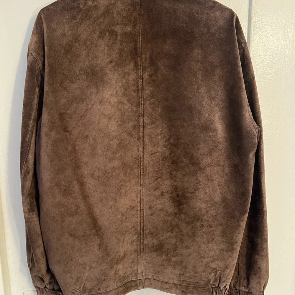 Brown Suede Newport Harbor vintage bomber style jacket. Size SMALL.
